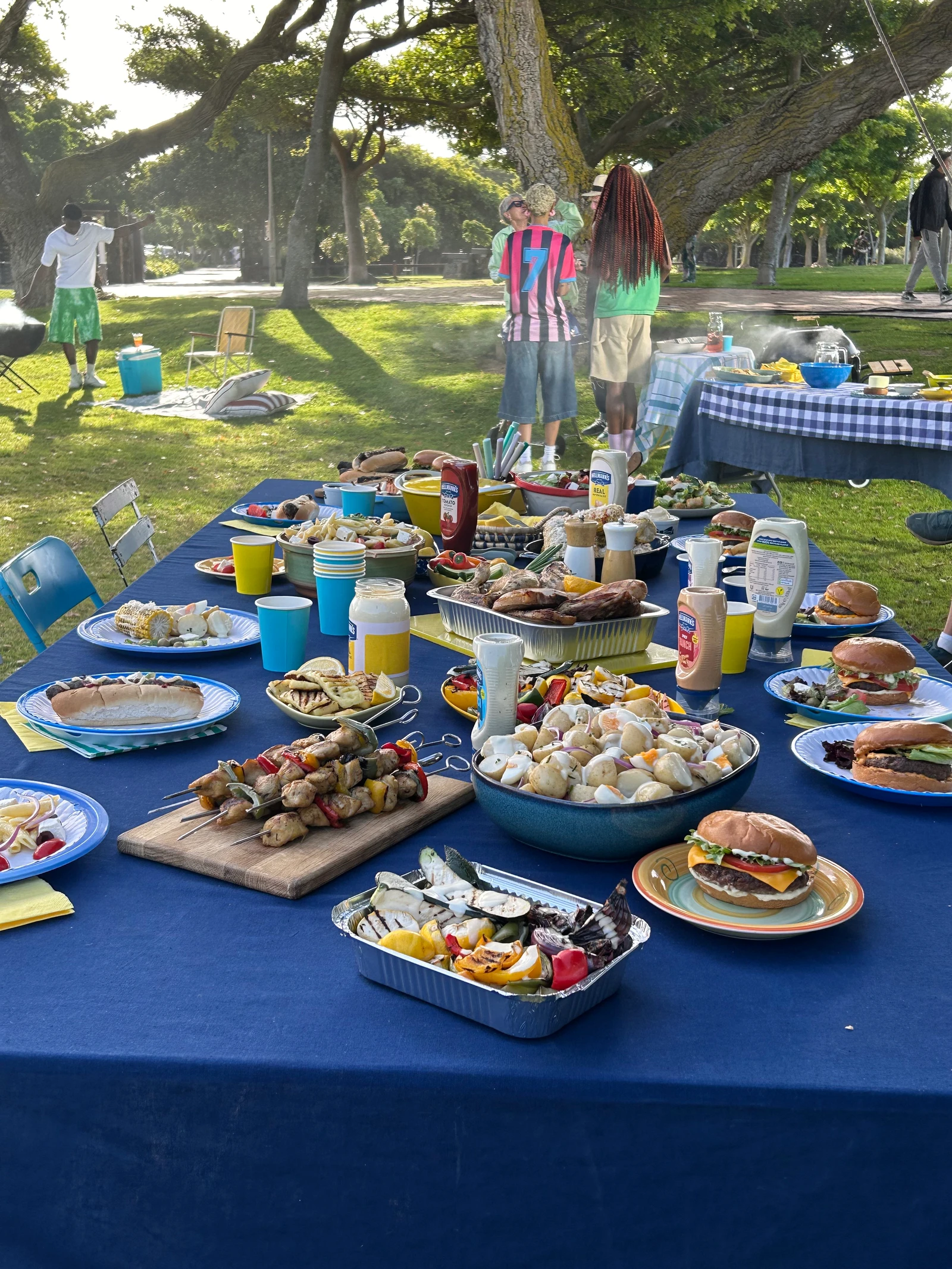 The Hellmann’s BBQ set with styled food and sauces
