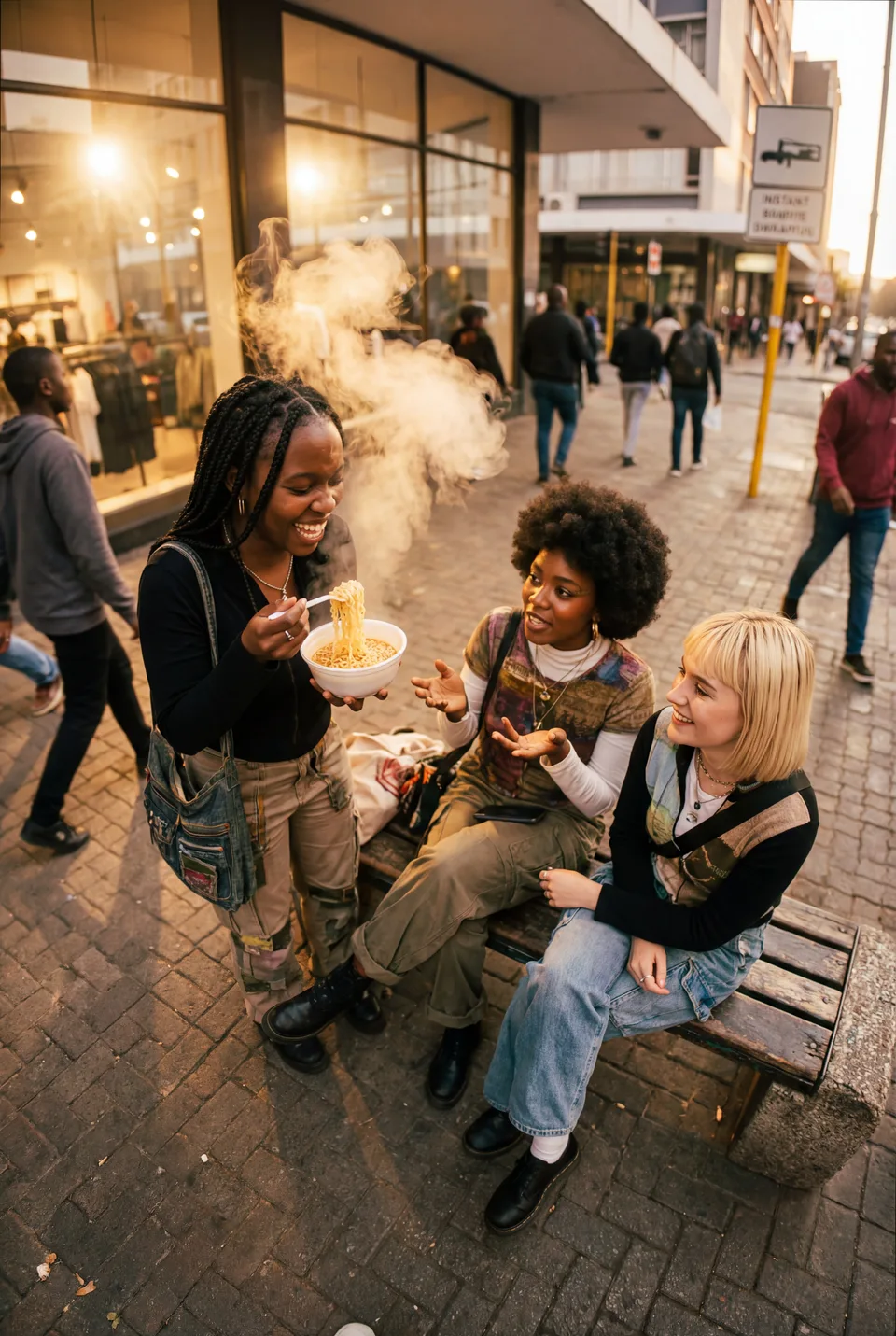 Friends enjoying Zanzi on the go
